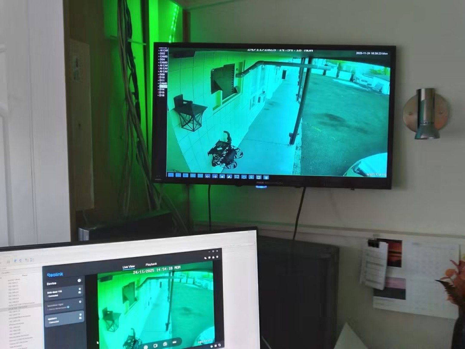 Camrose Motel security monitoring station showing live camera view