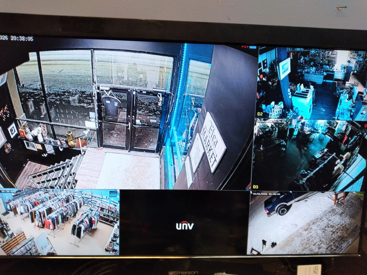 Ready Tech commercial Uniview multi-camera security system displayed on a monitor
