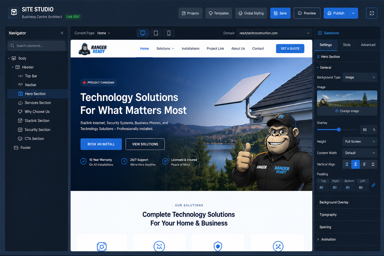 Ranger Ready Site Studio operator website editor